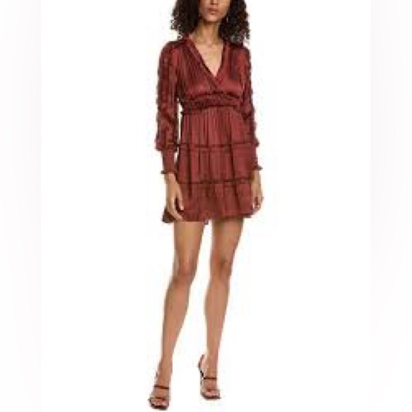o.p.t Dresses & Skirts - OPT ONE PRETTY TIME BURNT ORANGE SATIN MINI DRESS TIENNA FIT FLARE M NEW $138